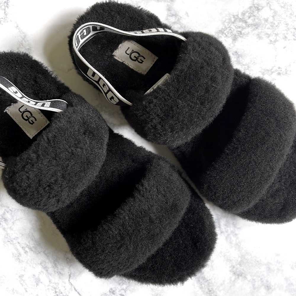 UGG | Fluff Yeah Slingback Sandals, black/white